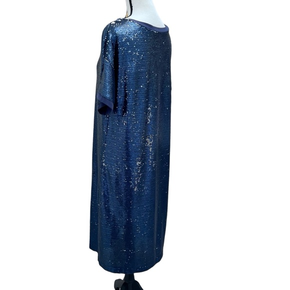 ANTHROPOLOGIE MOULINETTE SOEURS BLUE INTERSTELLAR SEQUINS SHIFT DRESS - Picture 8 of 16